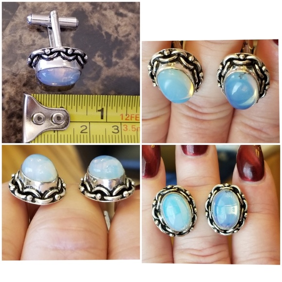 Genuine Fire Opalite Cufflinks - Picture 3 of 3